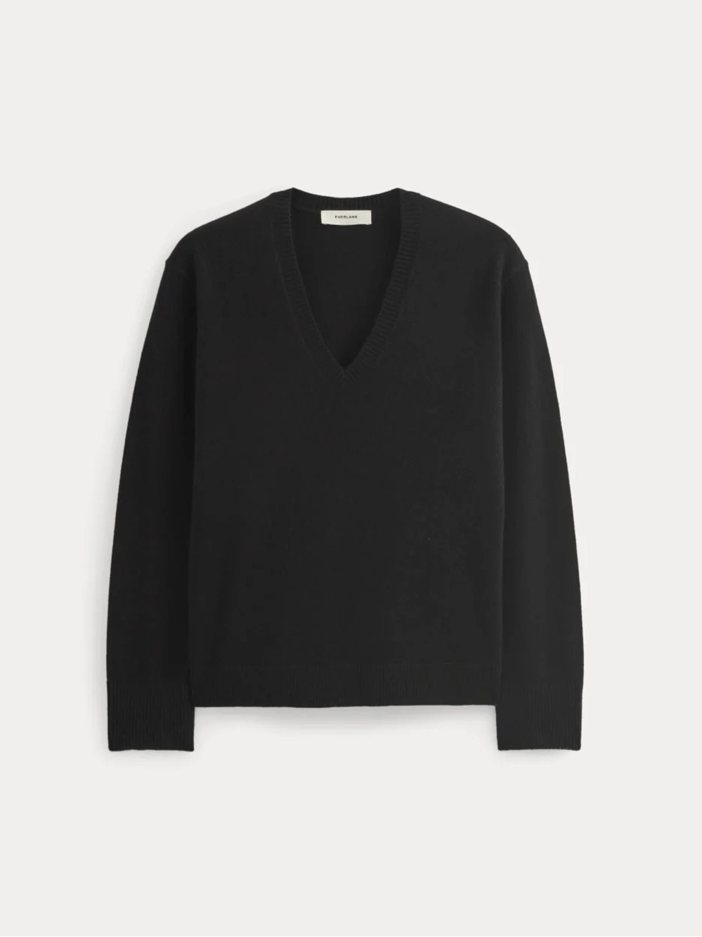 Everlane Black Minimalist Soft Cozy Sustainable Classic V Cashmere Sweater Small